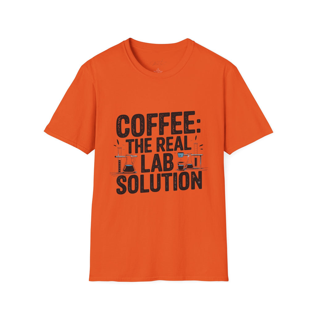 Coffee: The Real Lab Solution" T-Shirt – Perfect for the Coffee-Driven Lab Professional! (Unisex Softstyle T-Shirt)