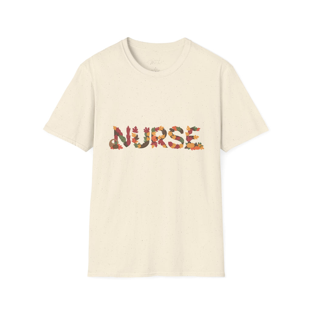 Nurse Fall Leaves T-Shirt – Embrace Autumn in Your Profession! (Unisex Softstyle T-Shirt)
