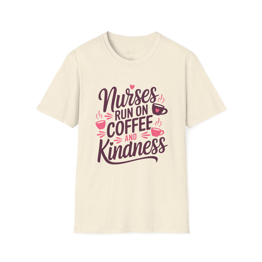 Nurses Run on Coffee and Kindness T-Shirt – For the Heart of Healthcare (Unisex Softstyle T-Shirt)