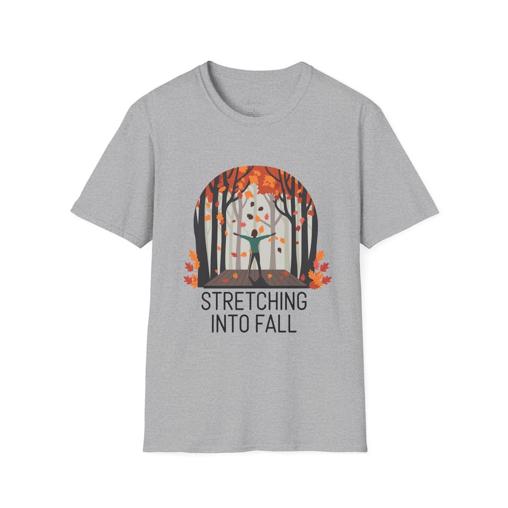Stretching Into Fall T-Shirt – Embrace the Season with Flexibility and Comfort! (Unisex Softstyle T-Shirt)