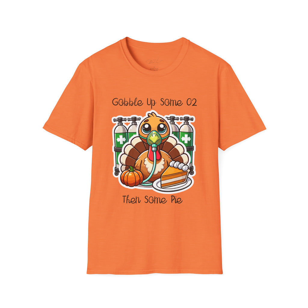 Thankful for Oxygen and Pie T-Shirt – A Fun Thanksgiving Respiratory Tee (Unisex Softstyle T-Shirt)