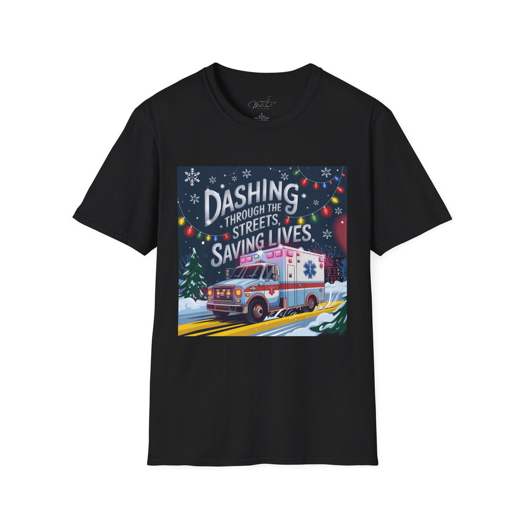 Dashing Through the Streets, Saving Lives Holiday Paramedic T-Shirt