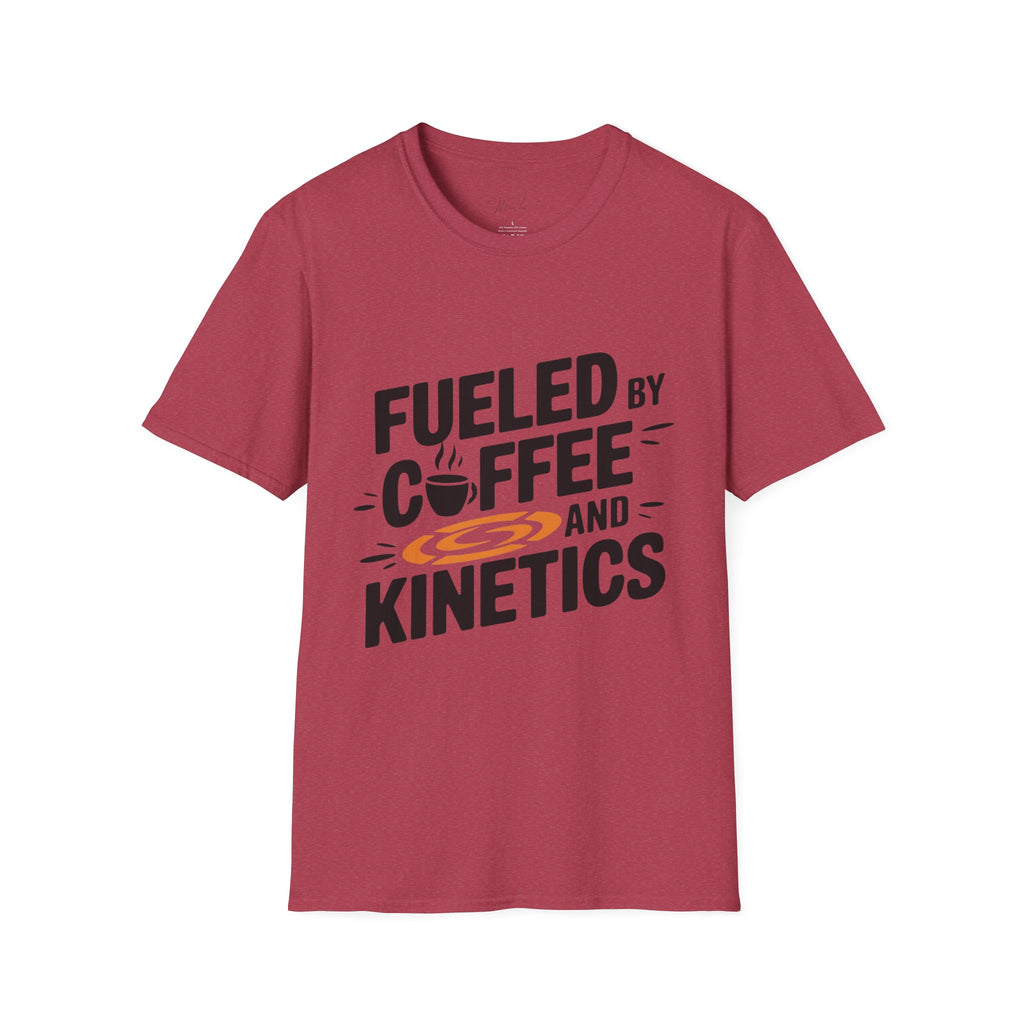 Fueled by Coffee and Kinetics T-Shirt – Perfect for the Energetic, Coffee-Loving Physical Therapist! (Unisex Softstyle T-Shirt)