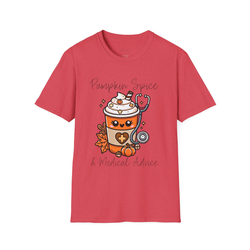 Pumpkin Spice & Healthcare Life T-Shirt – Fall Fun for Medical Professionals(Unisex Softstyle T-Shirt)