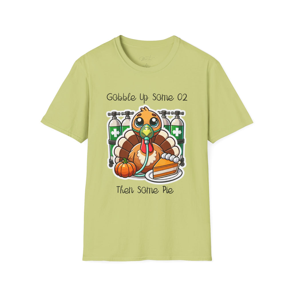 Thankful for Oxygen and Pie T-Shirt – A Fun Thanksgiving Respiratory Tee (Unisex Softstyle T-Shirt)