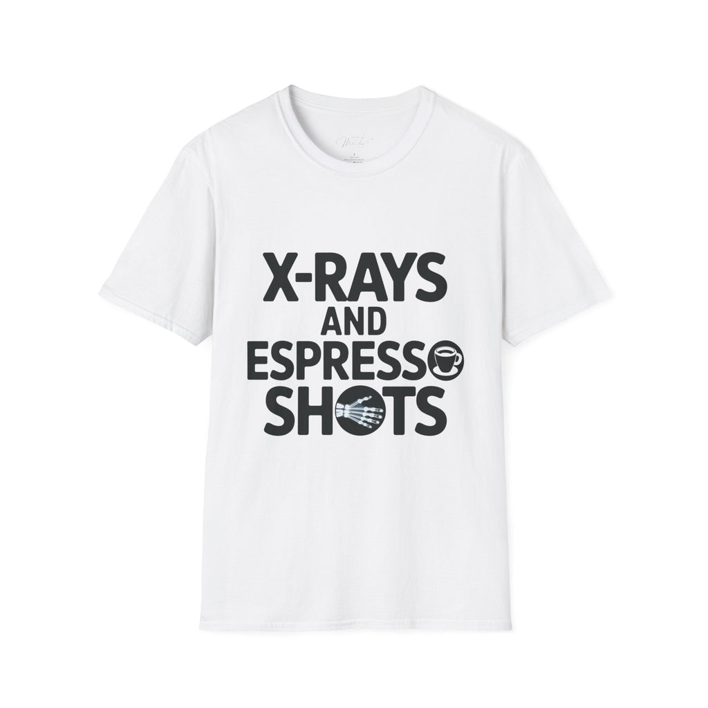 X-Rays and Espresso Shots T-Shirt – A Radiology Favorite! (Unisex Softstyle T-Shirt)