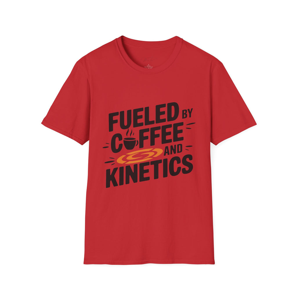 Fueled by Coffee and Kinetics T-Shirt – Perfect for the Energetic, Coffee-Loving Physical Therapist! (Unisex Softstyle T-Shirt)