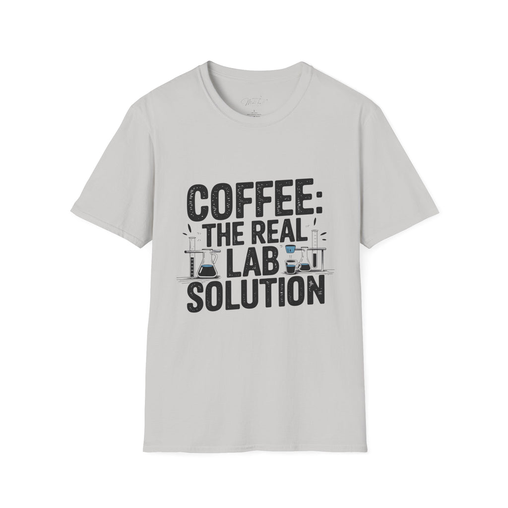 Coffee: The Real Lab Solution" T-Shirt – Perfect for the Coffee-Driven Lab Professional! (Unisex Softstyle T-Shirt)