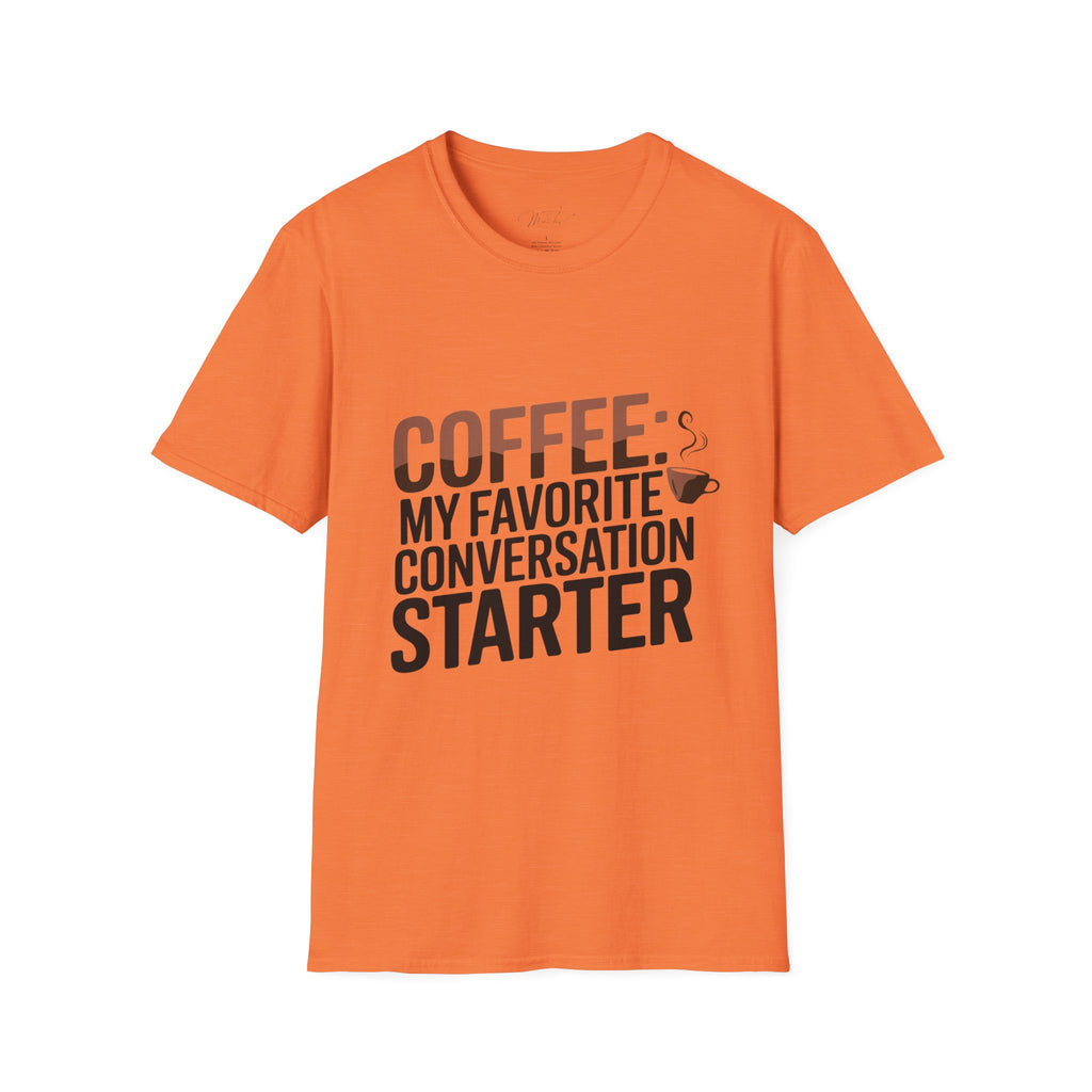 Coffee: My Favorite Conversation Starter T-Shirt – Perfect for Speech Language Pathologists! (Unisex Softstyle T-Shirt)