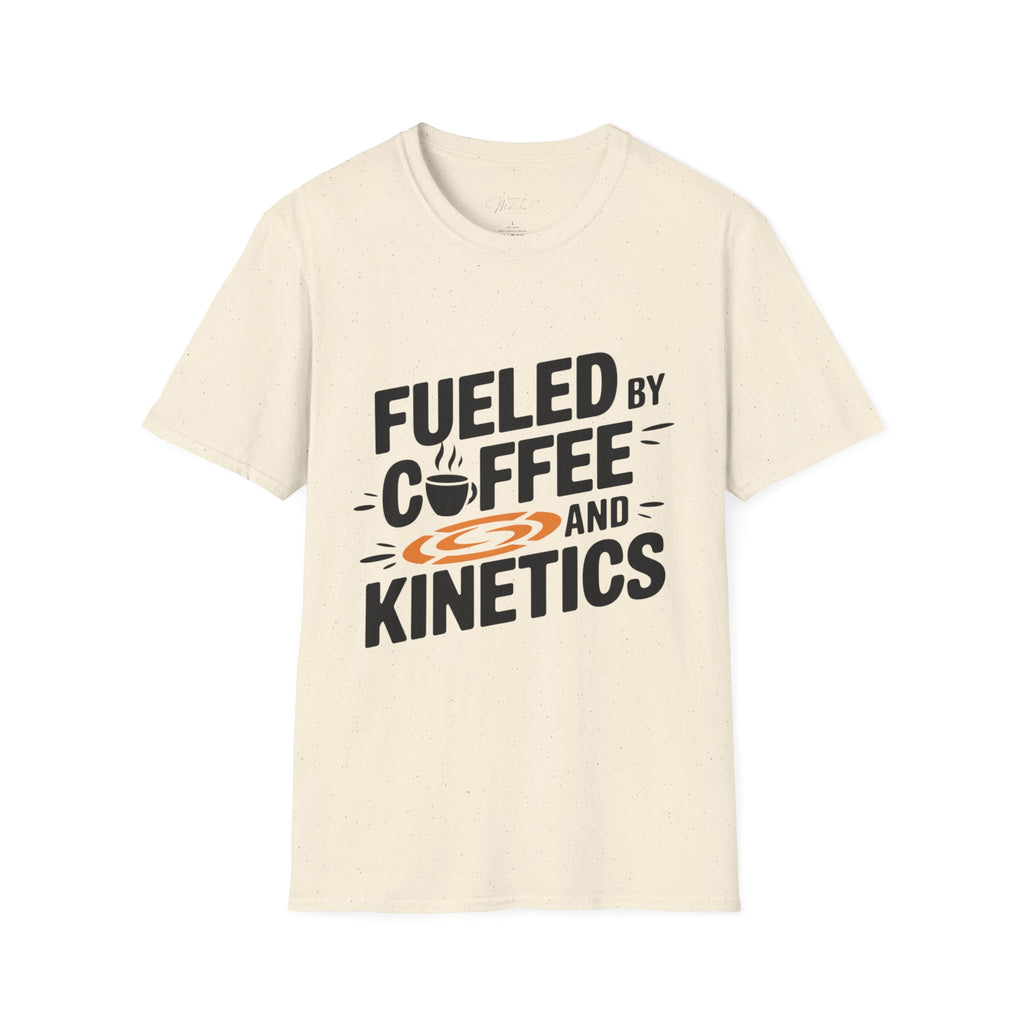 Fueled by Coffee and Kinetics T-Shirt – Perfect for the Energetic, Coffee-Loving Physical Therapist! (Unisex Softstyle T-Shirt)
