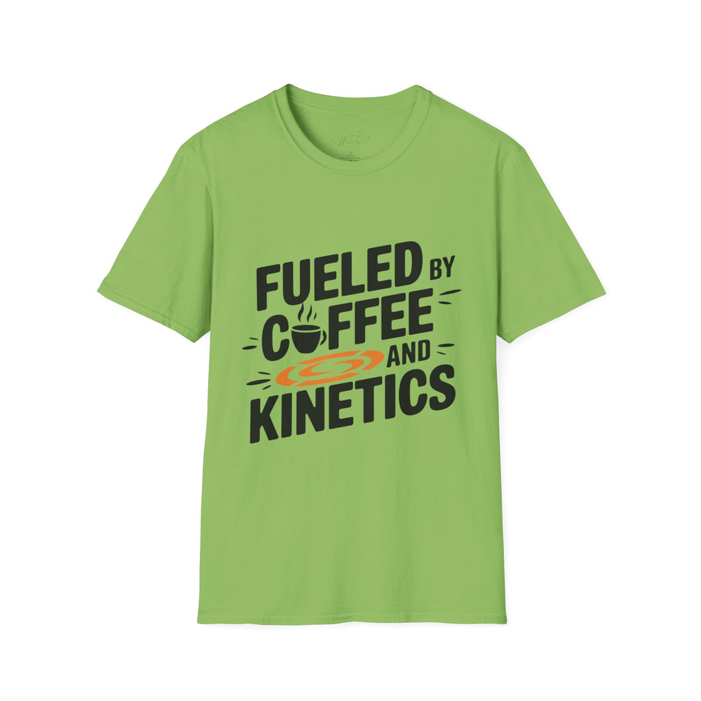 Fueled by Coffee and Kinetics T-Shirt – Perfect for the Energetic, Coffee-Loving Physical Therapist! (Unisex Softstyle T-Shirt)