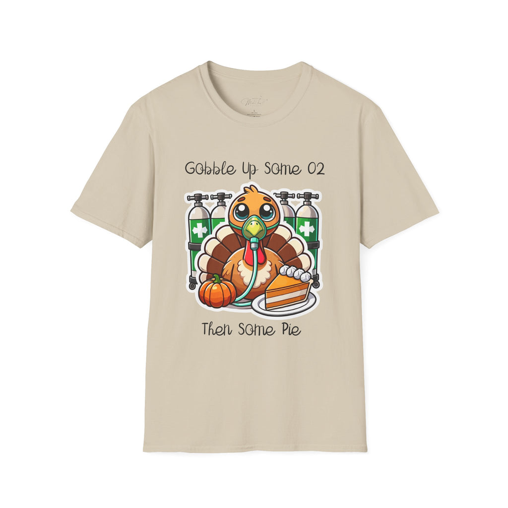 Thankful for Oxygen and Pie T-Shirt – A Fun Thanksgiving Respiratory Tee (Unisex Softstyle T-Shirt)