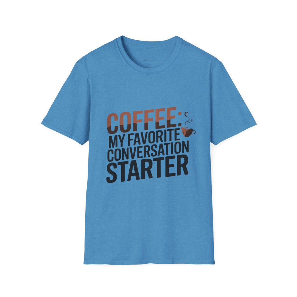Coffee: My Favorite Conversation Starter T-Shirt – Perfect for Speech Language Pathologists! (Unisex Softstyle T-Shirt)