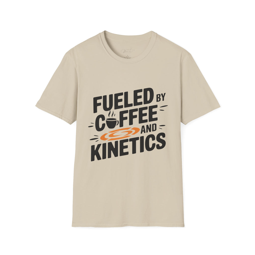 Fueled by Coffee and Kinetics T-Shirt – Perfect for the Energetic, Coffee-Loving Physical Therapist! (Unisex Softstyle T-Shirt)