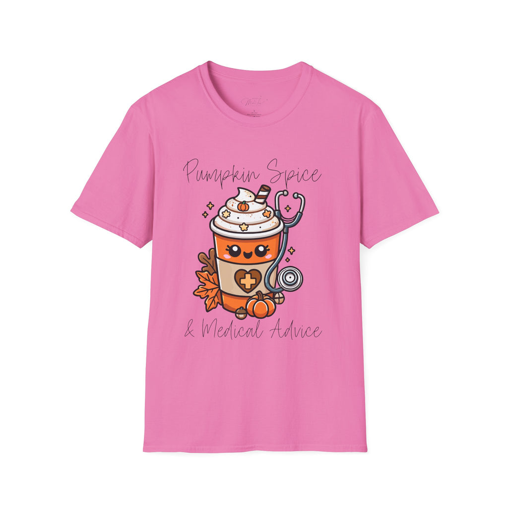 Pumpkin Spice & Healthcare Life T-Shirt – Fall Fun for Medical Professionals(Unisex Softstyle T-Shirt)