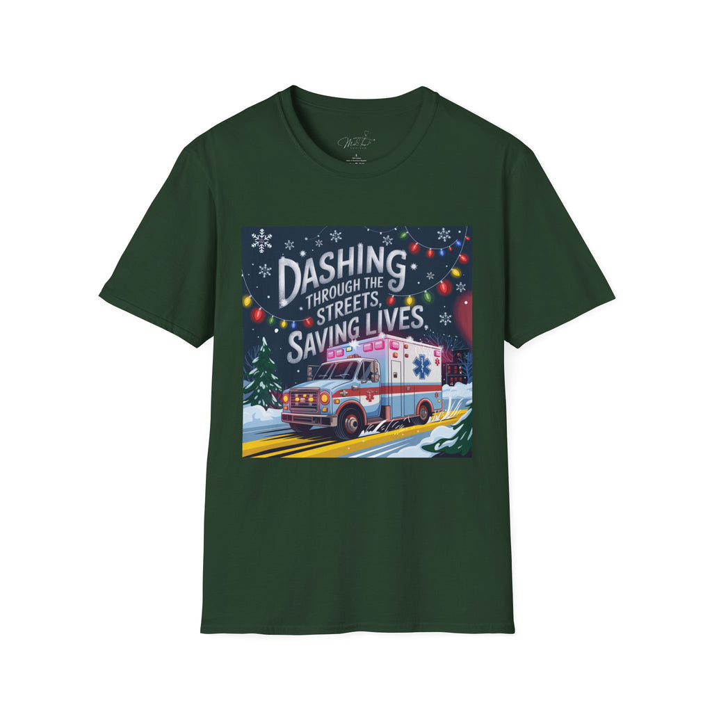 Dashing Through the Streets, Saving Lives Holiday Paramedic T-Shirt