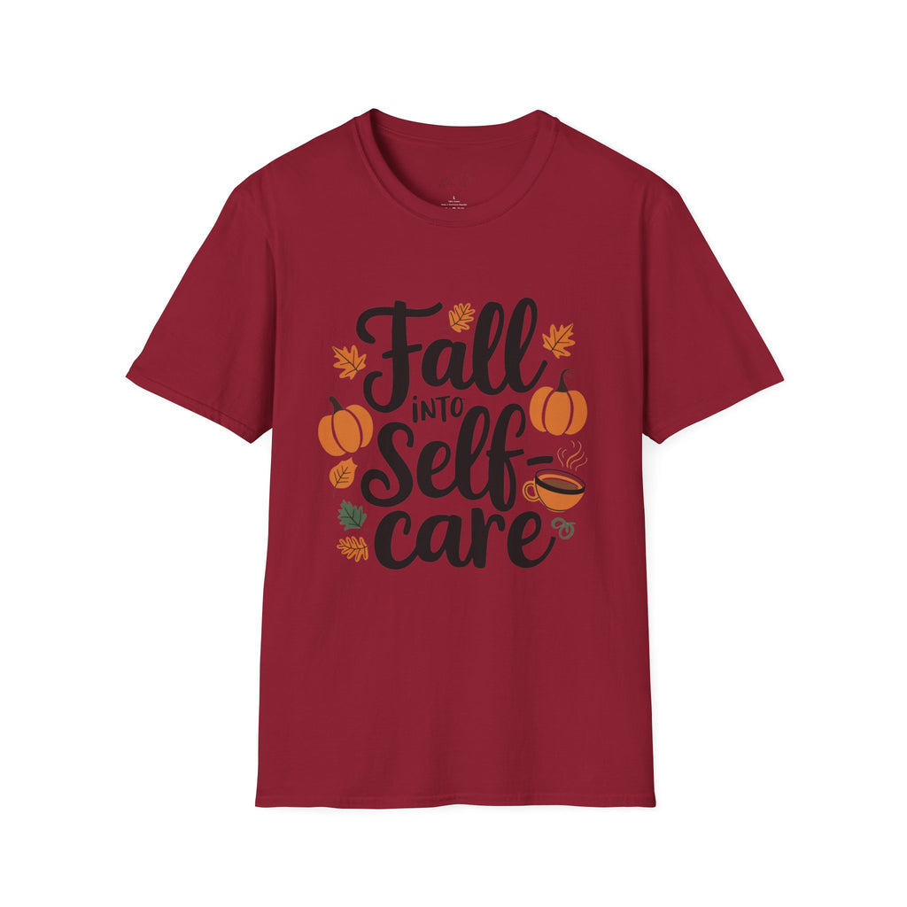 Fall Into Self-Care T-Shirt – Nurture Your Well-Being This Season (Unisex Softstyle T-Shirt)