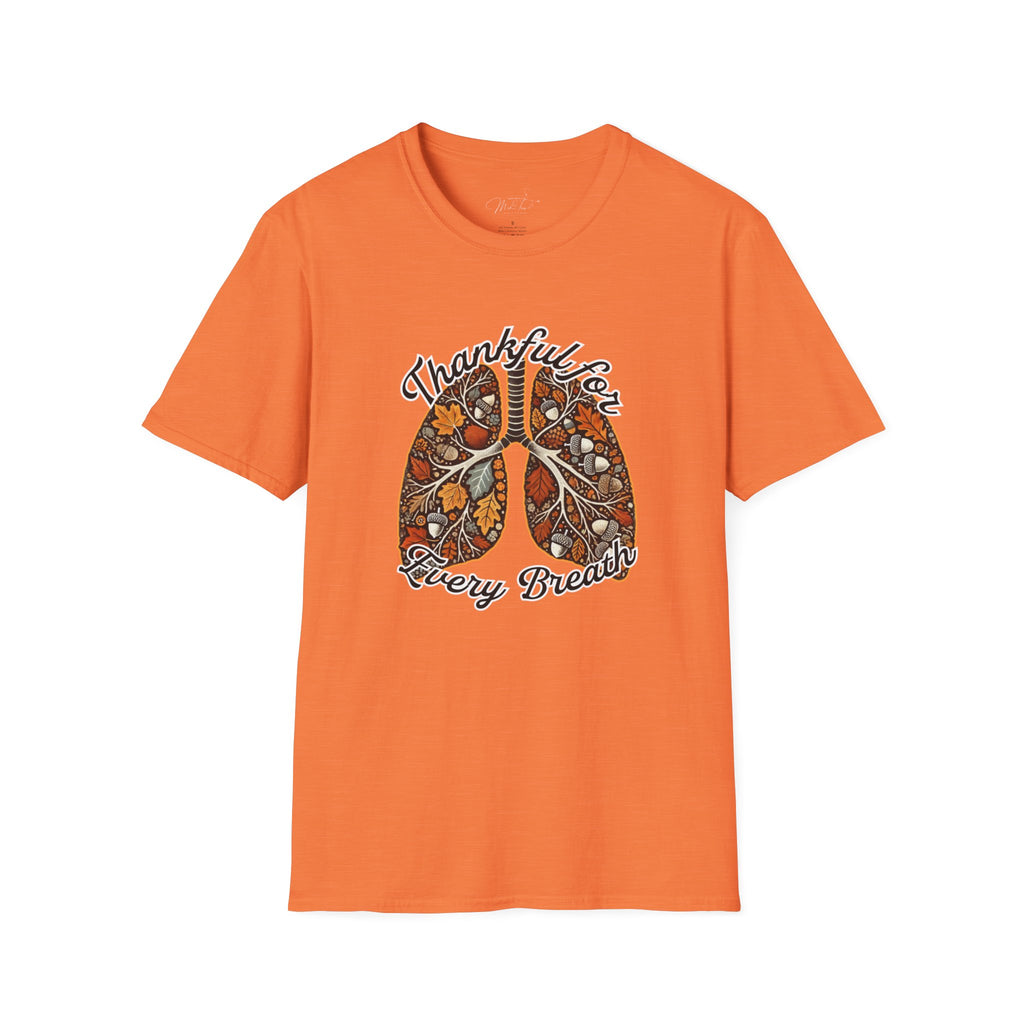 Thankful for Every Breath T-Shirt – A Respiratory Tribute to Fall (Unisex Softstyle T-Shirt)
