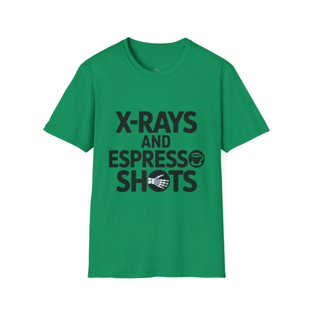X-Rays and Espresso Shots T-Shirt – A Radiology Favorite! (Unisex Softstyle T-Shirt)