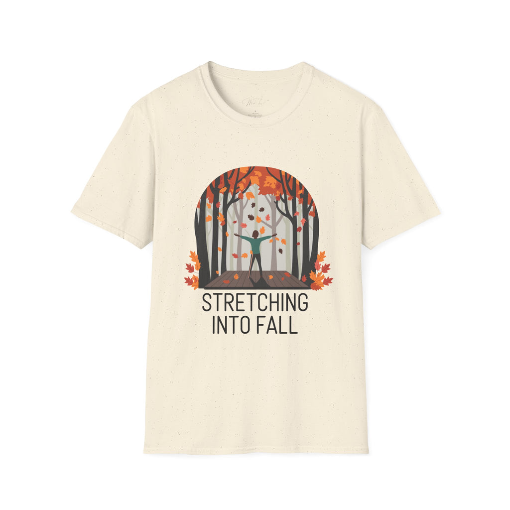 Stretching Into Fall T-Shirt – Embrace the Season with Flexibility and Comfort! (Unisex Softstyle T-Shirt)