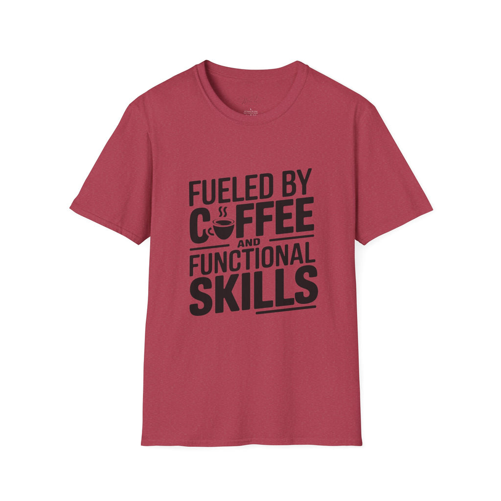 Fueled by Coffee and Functional Skills T-Shirt – Perfect for Occupational Therapists! (Unisex Softstyle T-Shirt)