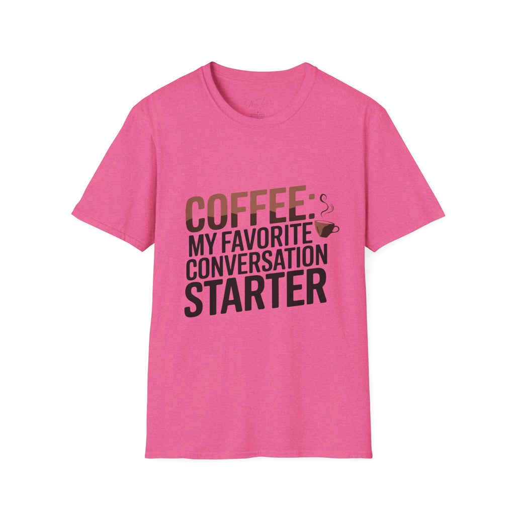 Coffee: My Favorite Conversation Starter T-Shirt – Perfect for Speech Language Pathologists! (Unisex Softstyle T-Shirt)