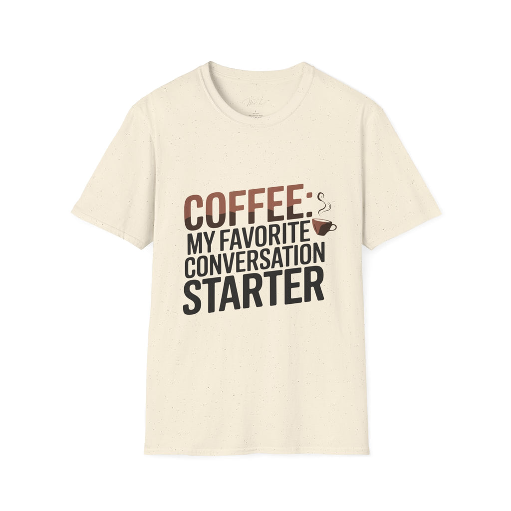 Coffee: My Favorite Conversation Starter T-Shirt – Perfect for Speech Language Pathologists! (Unisex Softstyle T-Shirt)
