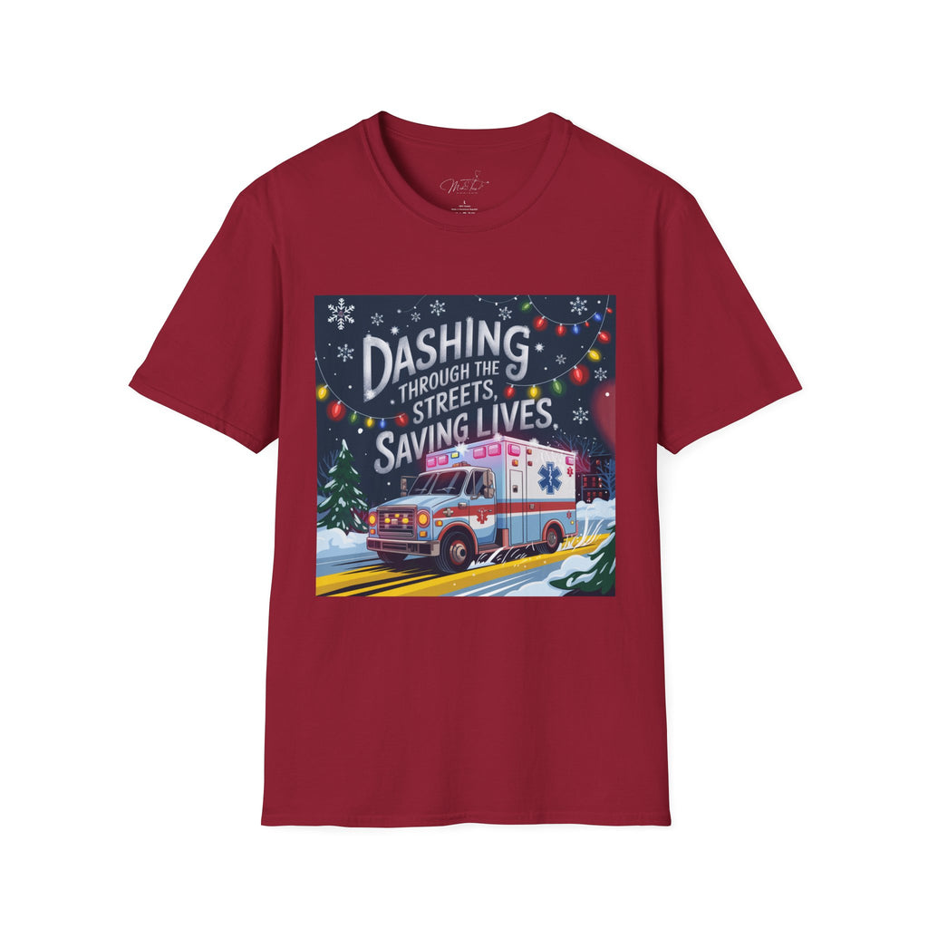 Dashing Through the Streets, Saving Lives Holiday Paramedic T-Shirt
