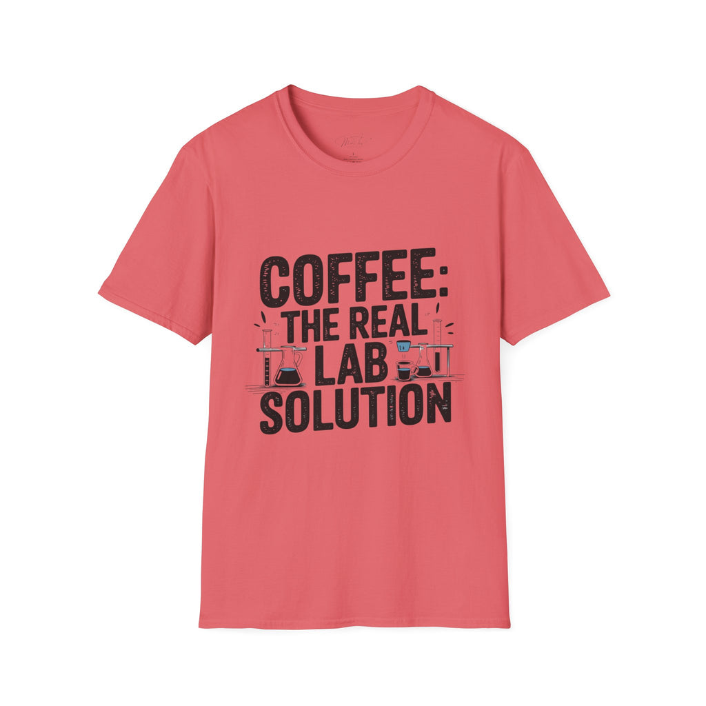 Coffee: The Real Lab Solution" T-Shirt – Perfect for the Coffee-Driven Lab Professional! (Unisex Softstyle T-Shirt)