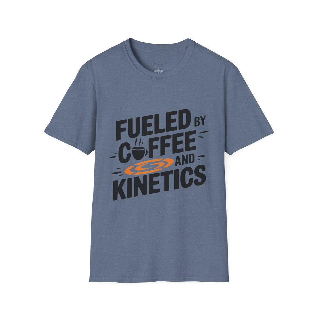 Fueled by Coffee and Kinetics T-Shirt – Perfect for the Energetic, Coffee-Loving Physical Therapist! (Unisex Softstyle T-Shirt)