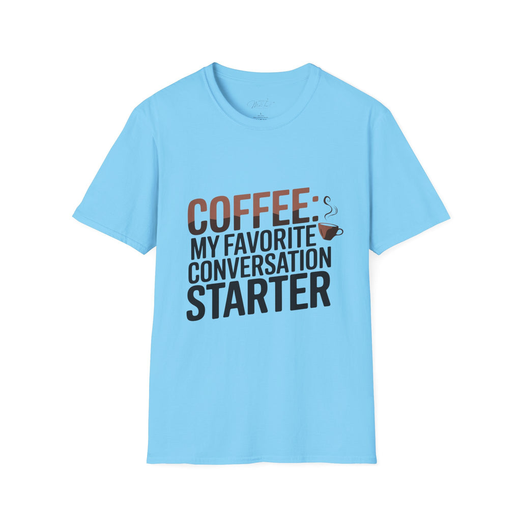 Coffee: My Favorite Conversation Starter T-Shirt – Perfect for Speech Language Pathologists! (Unisex Softstyle T-Shirt)