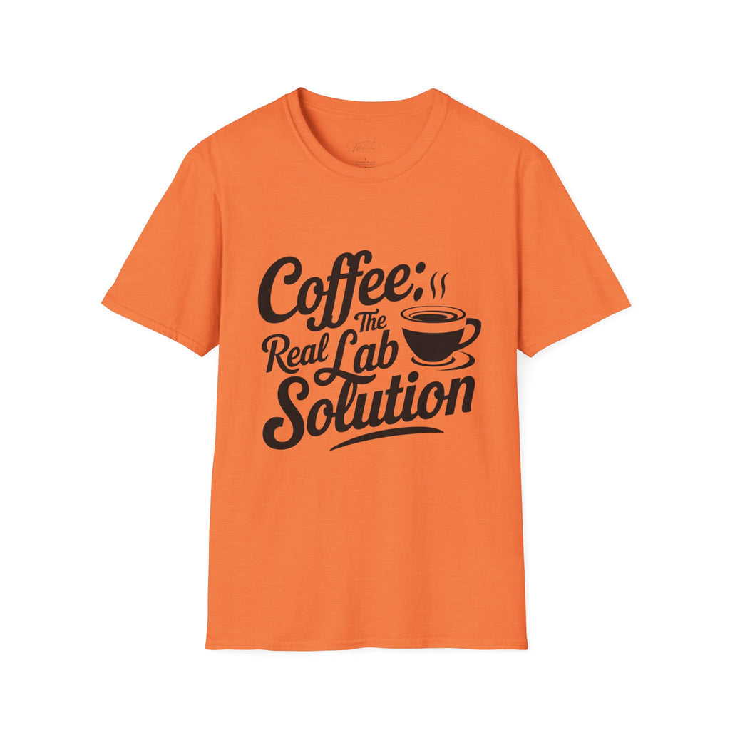 Coffee: The Real Lab Solution T-Shirt – Fuel for Lab Professionals! (Unisex Softstyle T-Shirt)