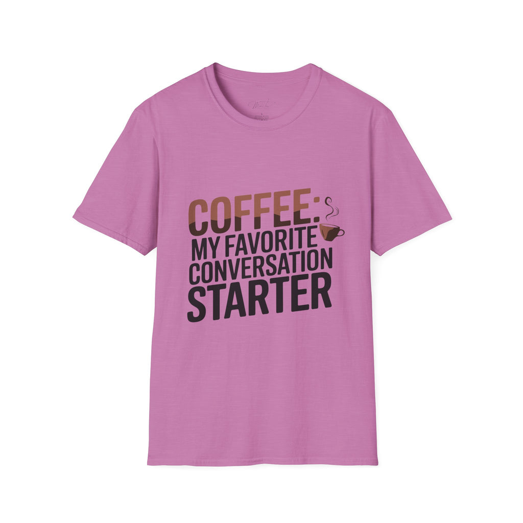 Coffee: My Favorite Conversation Starter T-Shirt – Perfect for Speech Language Pathologists! (Unisex Softstyle T-Shirt)
