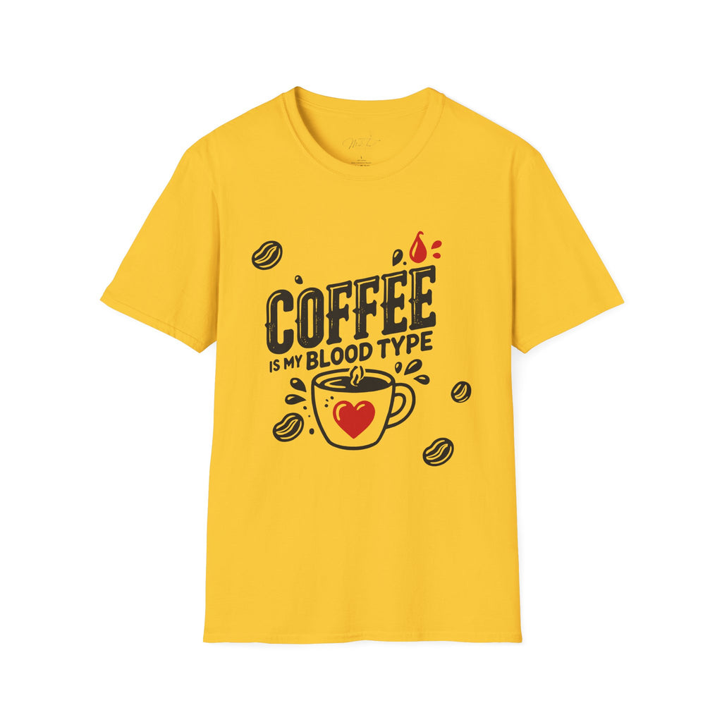 Coffee is My Blood Type T-shirt (Unisex Softstyle T-Shirt)