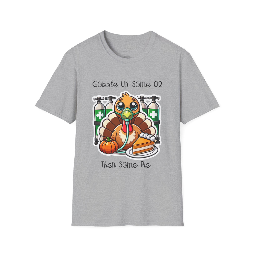 Thankful for Oxygen and Pie T-Shirt – A Fun Thanksgiving Respiratory Tee (Unisex Softstyle T-Shirt)
