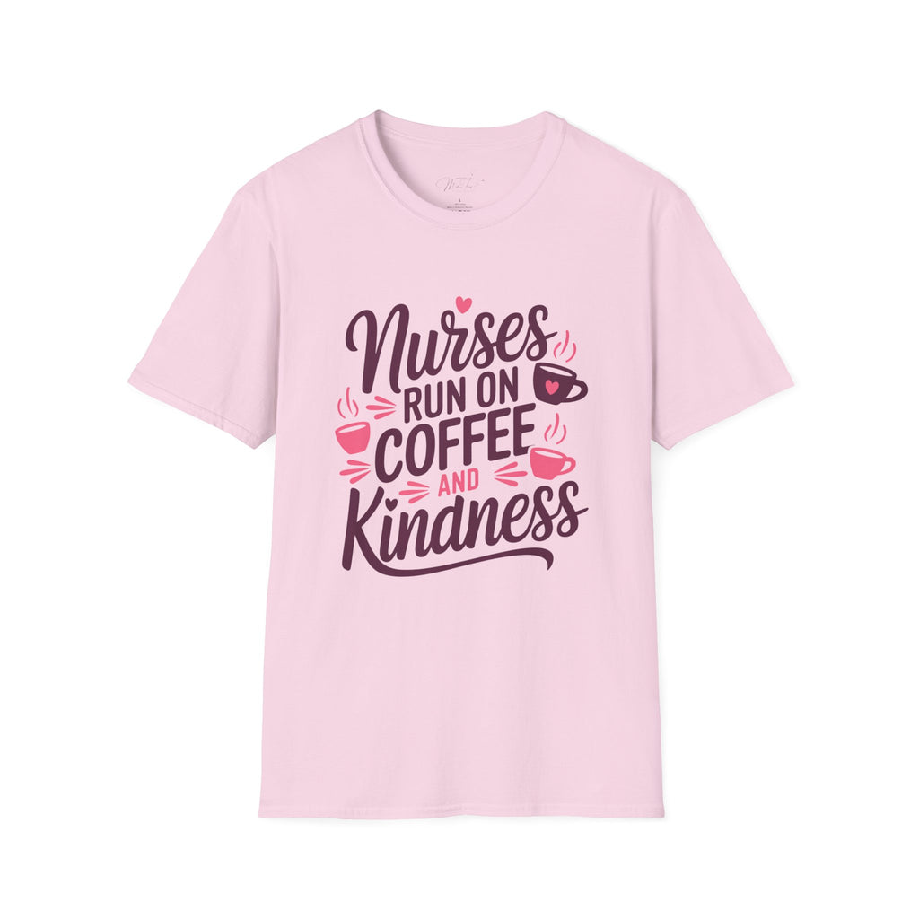 Nurses Run on Coffee and Kindness T-Shirt – For the Heart of Healthcare (Unisex Softstyle T-Shirt)