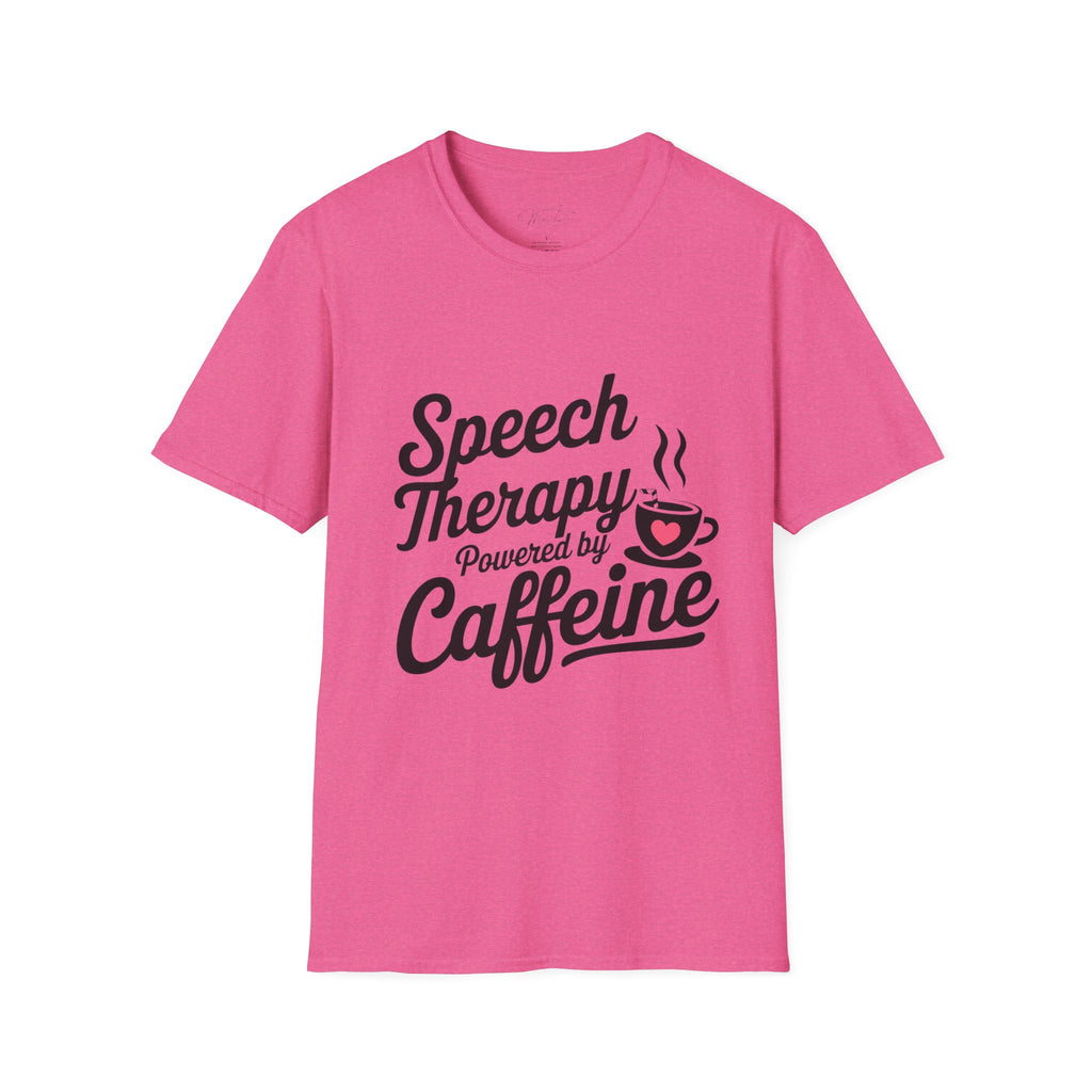 Speech Therapy Powered by Caffeine T-Shirt – Fuel for Communication Champions(Unisex Softstyle T-Shirt)