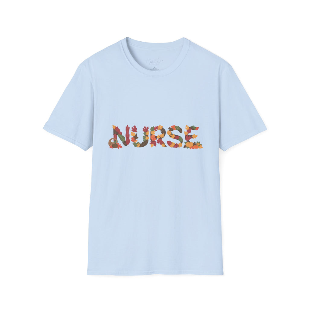 Nurse Fall Leaves T-Shirt – Embrace Autumn in Your Profession! (Unisex Softstyle T-Shirt)
