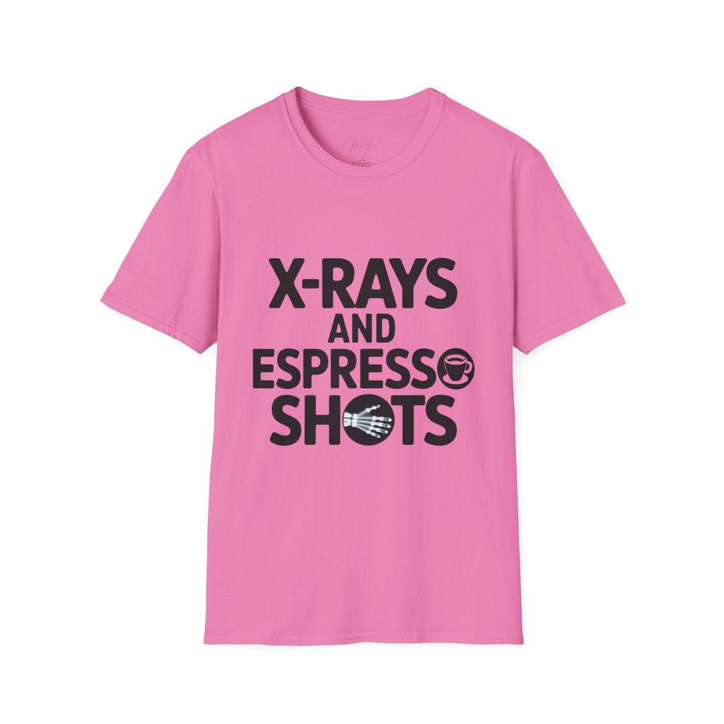X-Rays and Espresso Shots T-Shirt – A Radiology Favorite! (Unisex Softstyle T-Shirt)