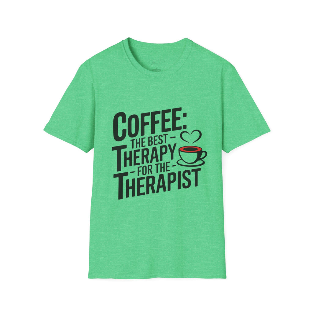 Coffee: The Best Therapy for the Therapist" T-Shirt – For the Coffee-Loving Caregiver! (Unisex Softstyle T-Shirt)