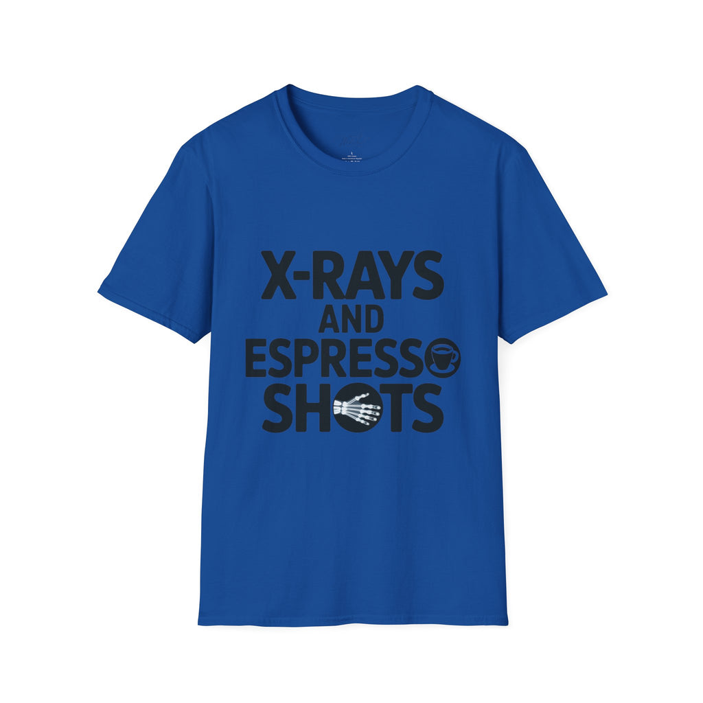 X-Rays and Espresso Shots T-Shirt – A Radiology Favorite! (Unisex Softstyle T-Shirt)
