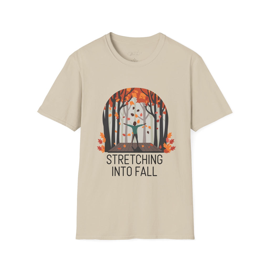 Stretching Into Fall T-Shirt – Embrace the Season with Flexibility and Comfort! (Unisex Softstyle T-Shirt)