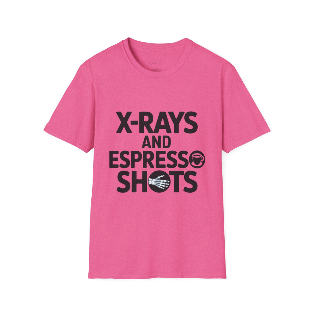 X-Rays and Espresso Shots T-Shirt – A Radiology Favorite! (Unisex Softstyle T-Shirt)