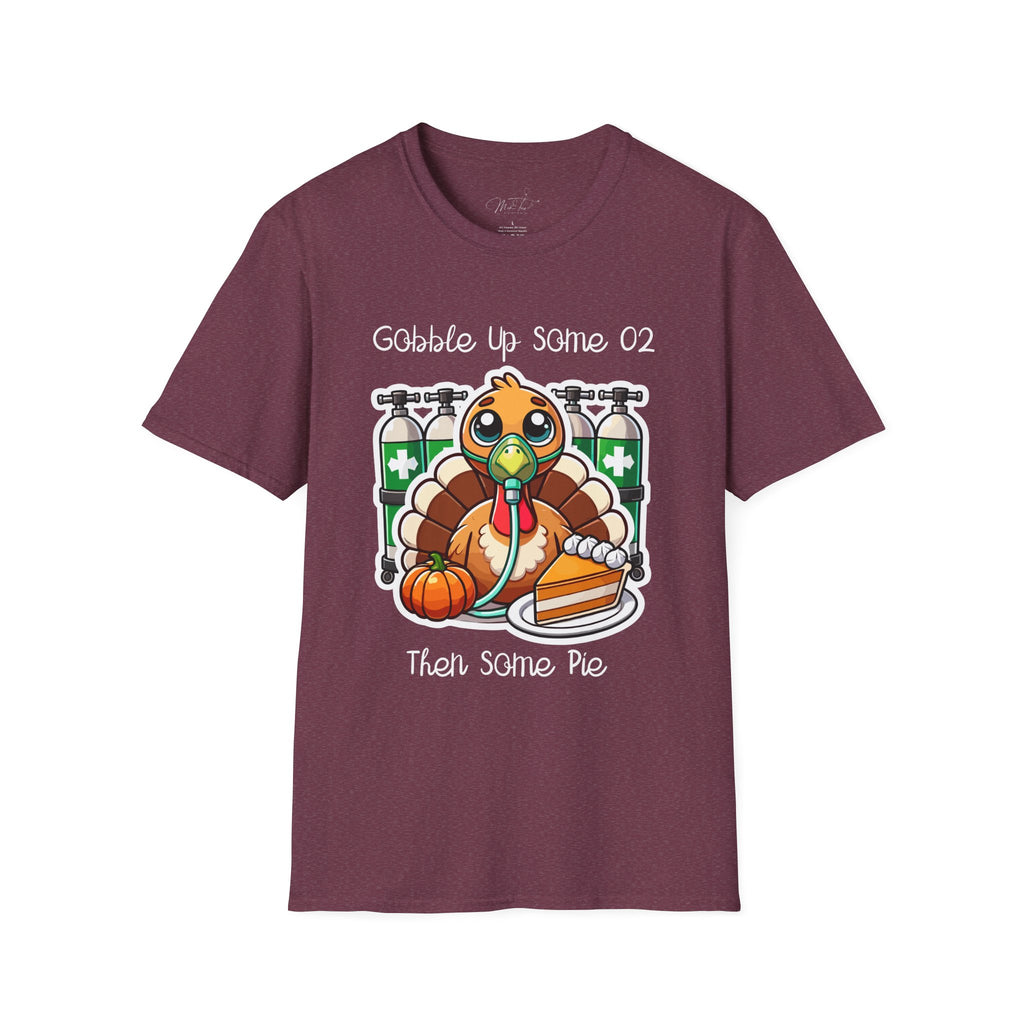 Thankful for Oxygen and Pie T-Shirt – A Fun Thanksgiving Respiratory Tee (Unisex Softstyle T-Shirt)