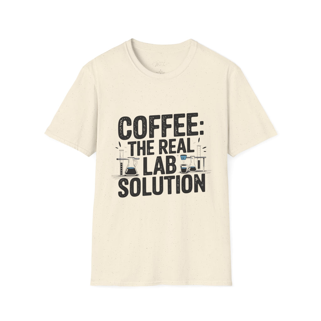 Coffee: The Real Lab Solution" T-Shirt – Perfect for the Coffee-Driven Lab Professional! (Unisex Softstyle T-Shirt)