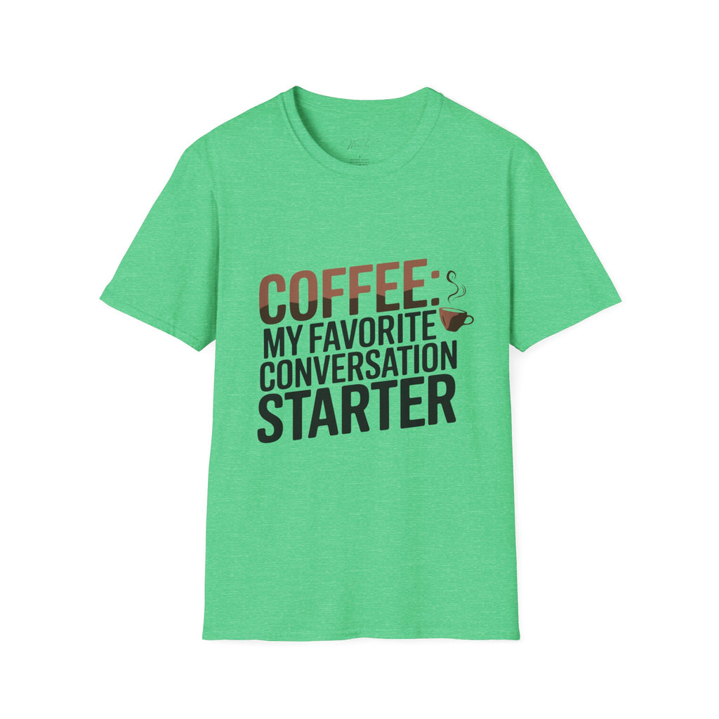 Coffee: My Favorite Conversation Starter T-Shirt – Perfect for Speech Language Pathologists! (Unisex Softstyle T-Shirt)