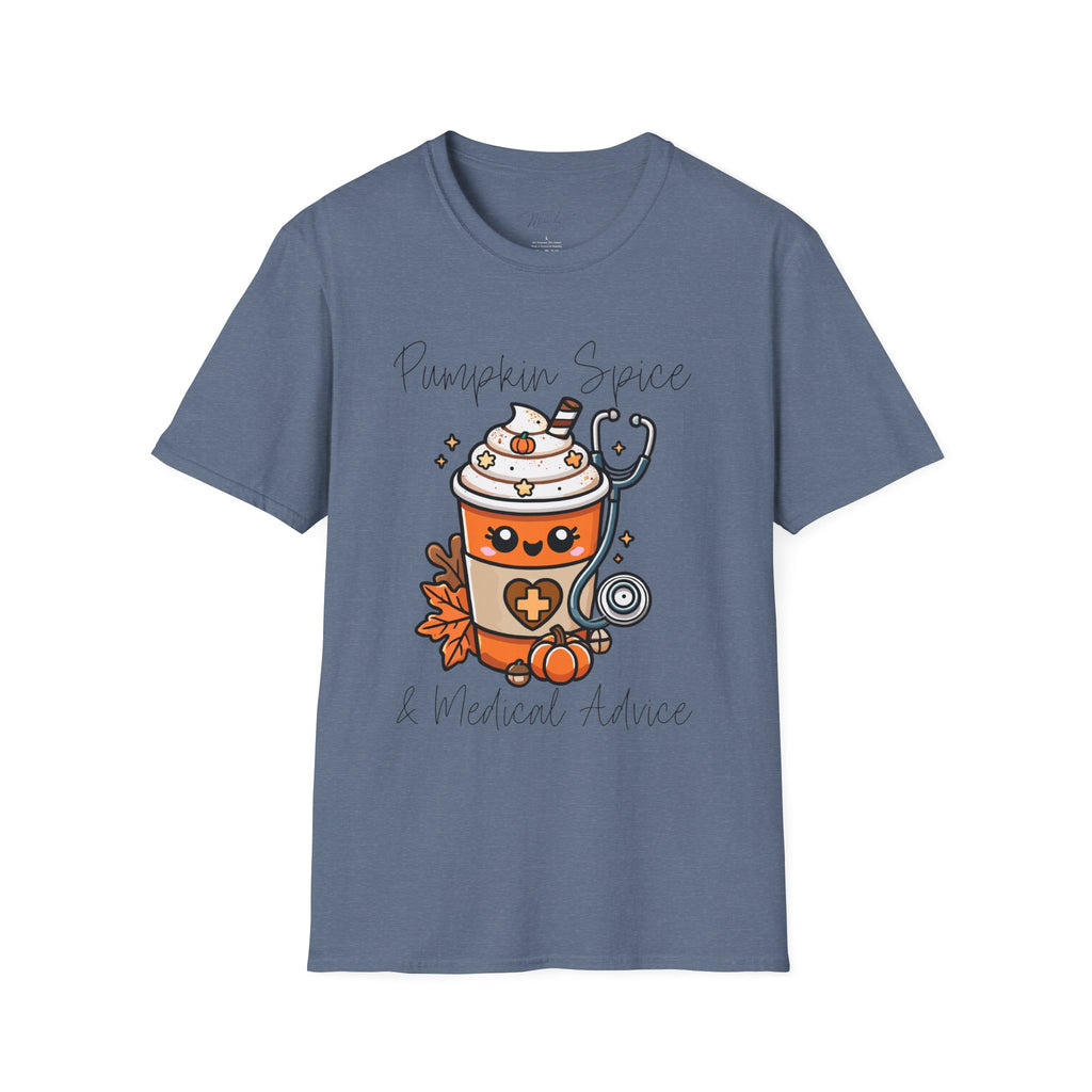 Pumpkin Spice & Healthcare Life T-Shirt – Fall Fun for Medical Professionals(Unisex Softstyle T-Shirt)