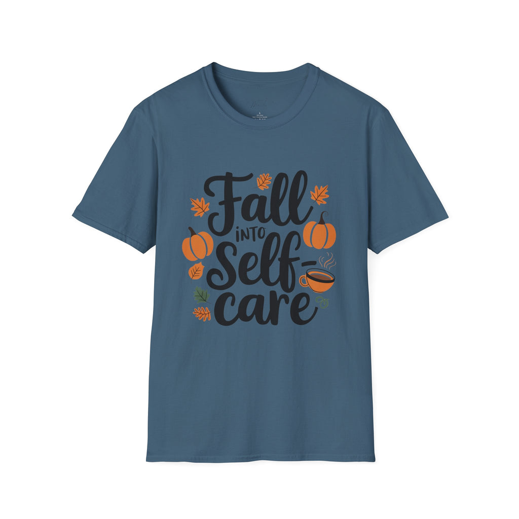Fall Into Self-Care T-Shirt – Nurture Your Well-Being This Season (Unisex Softstyle T-Shirt)