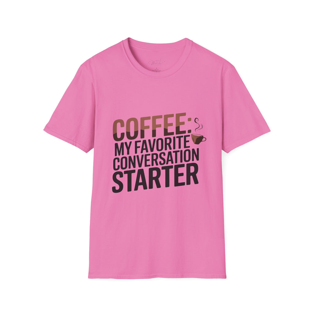 Coffee: My Favorite Conversation Starter T-Shirt – Perfect for Speech Language Pathologists! (Unisex Softstyle T-Shirt)