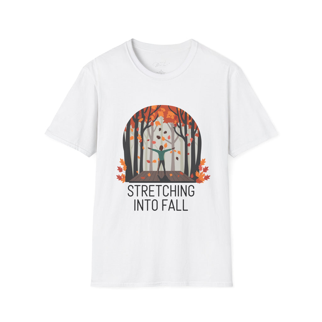 Stretching Into Fall T-Shirt – Embrace the Season with Flexibility and Comfort! (Unisex Softstyle T-Shirt)